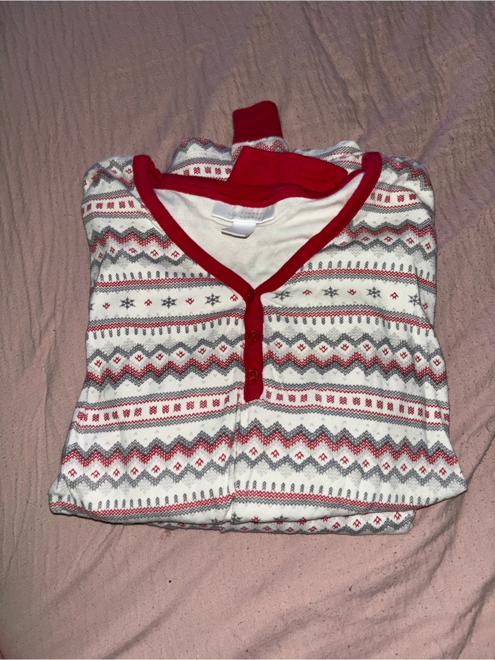 holiday print long sleeve pj set